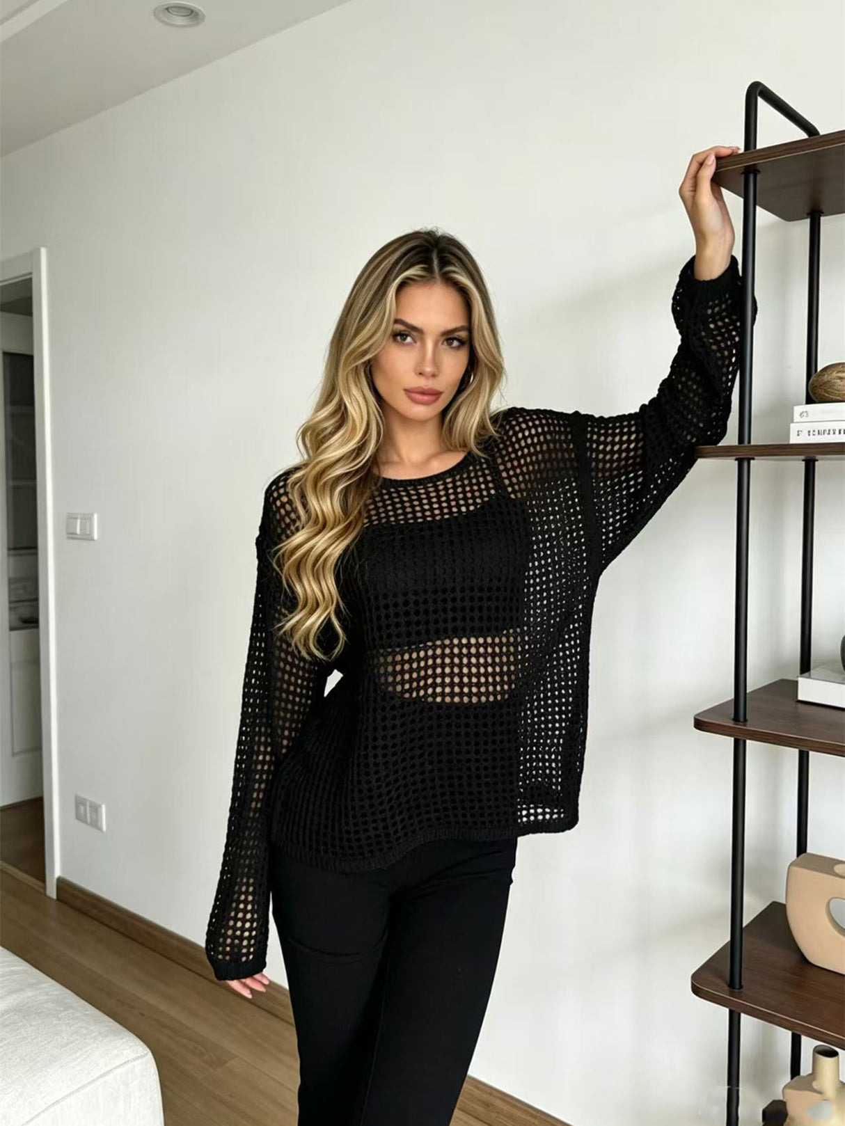 Sheer Mesh Loose Chiffon Shirt