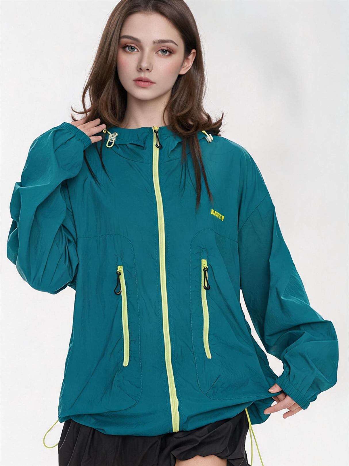 Outdoor Drawstring Hooded Breathable Sun-protective Jacket
