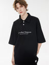 Simple Slogan Collared Casual Mid-sleeve T-shirt