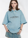 Simple Slogan Collared Casual Mid-sleeve T-shirt