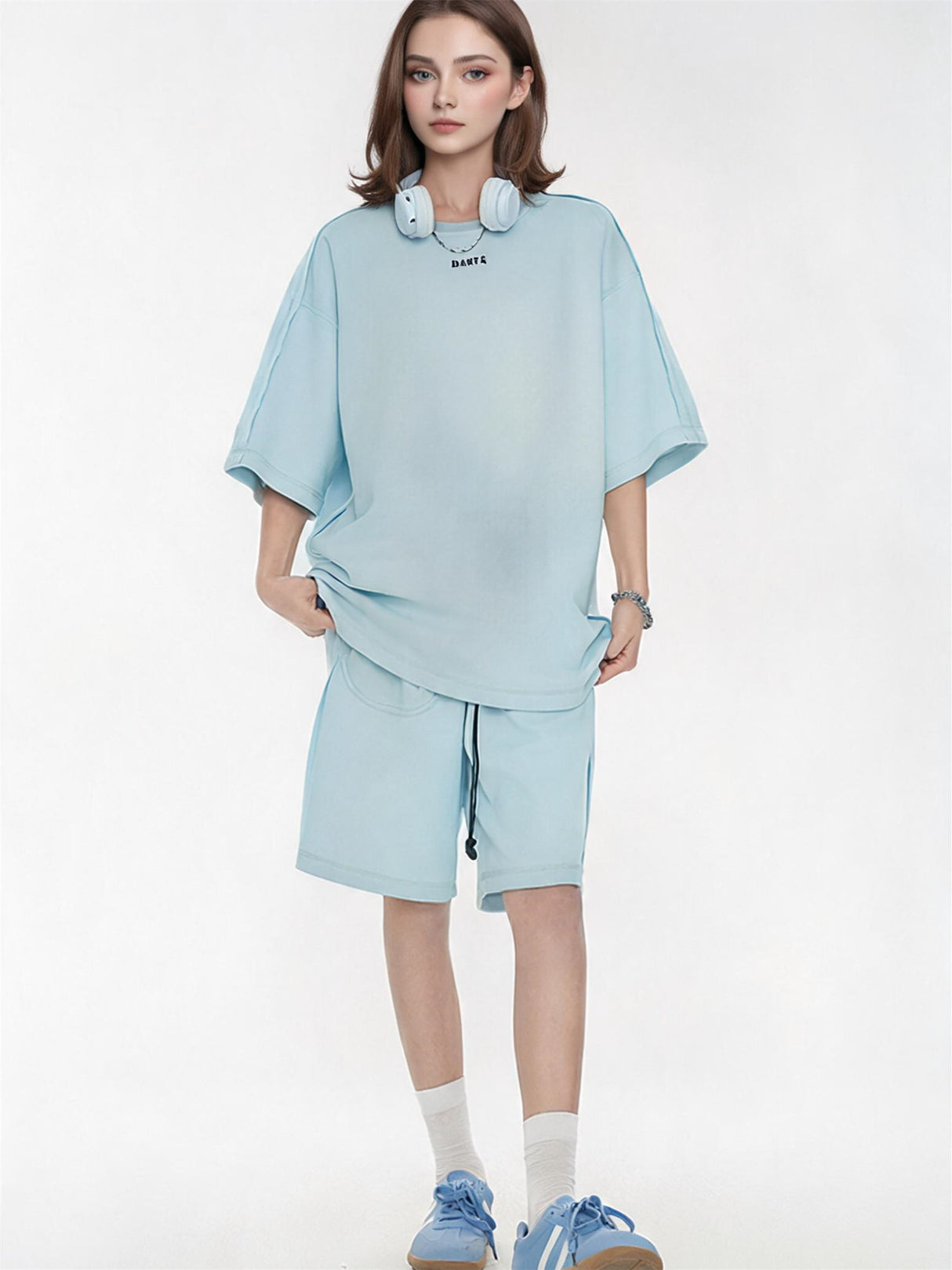 Solid Color, Relaxed Style, Two-piece Set For Home And Outings