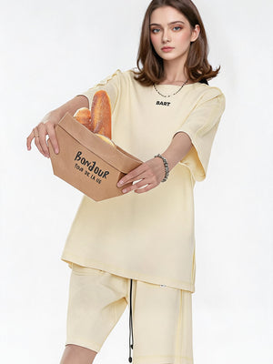 Solid Color, Relaxed Style, Two-piece Set For Home And Outings