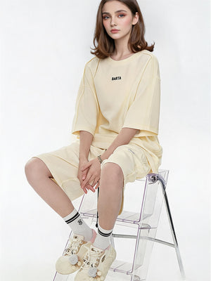 Solid Color, Relaxed Style, Two-piece Set For Home And Outings
