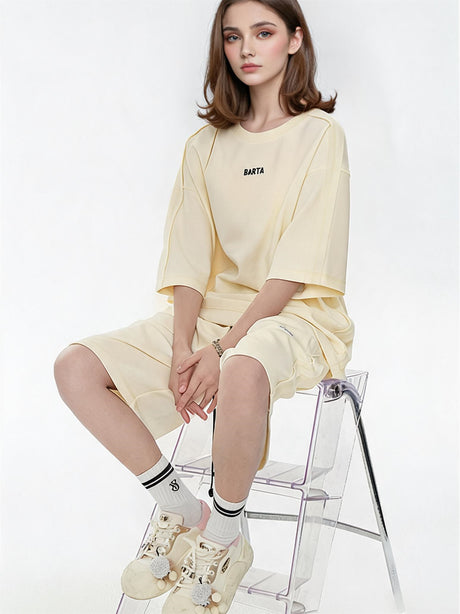 Solid Color, Relaxed Style, Two-piece Set For Home And Outings