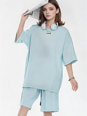 Solid Color, Relaxed Style, Two-piece Set For Home And Outings