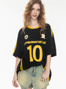 Sweet And Cool Girl Loose V-neck Sports Jersey T-shirt