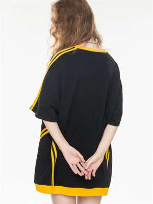 Sweet And Cool Girl Loose V-neck Sports Jersey T-shirt