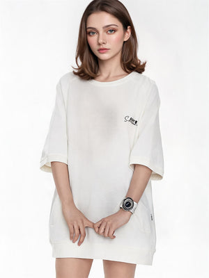 Raglan Sleeve Small Letter Loose Three-quarter Sleeve T-shirt