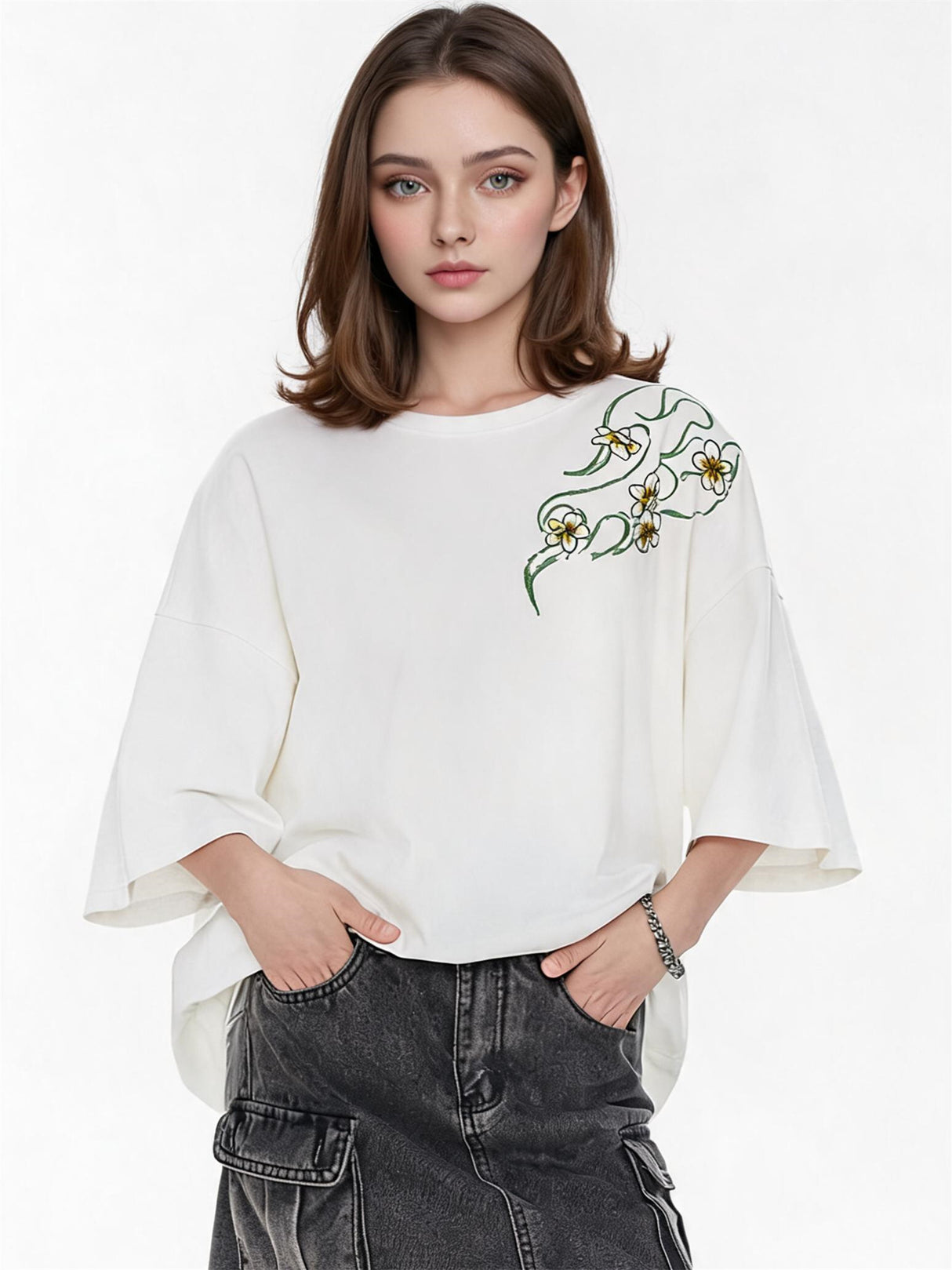 Fresh And Gentle Style Oversized Casual T-shirt