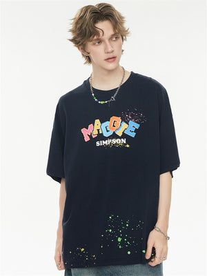 Playful 3D Bubble Print Drop Shoulder Short Sleeve