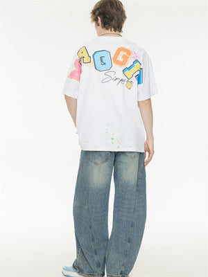 Playful 3D Bubble Print Drop Shoulder Short Sleeve