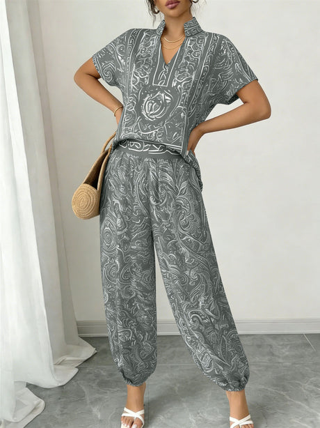 Niche Abstract Print Women's Two-Piece Set