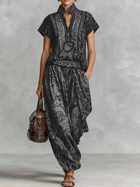 Niche Abstract Print Women's Two-Piece Set