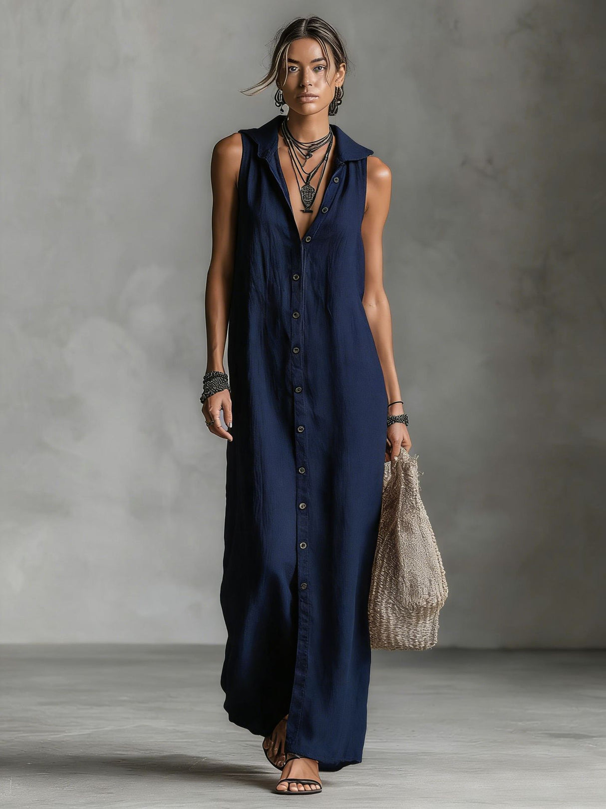 Patchwork Solid Color Long Dress