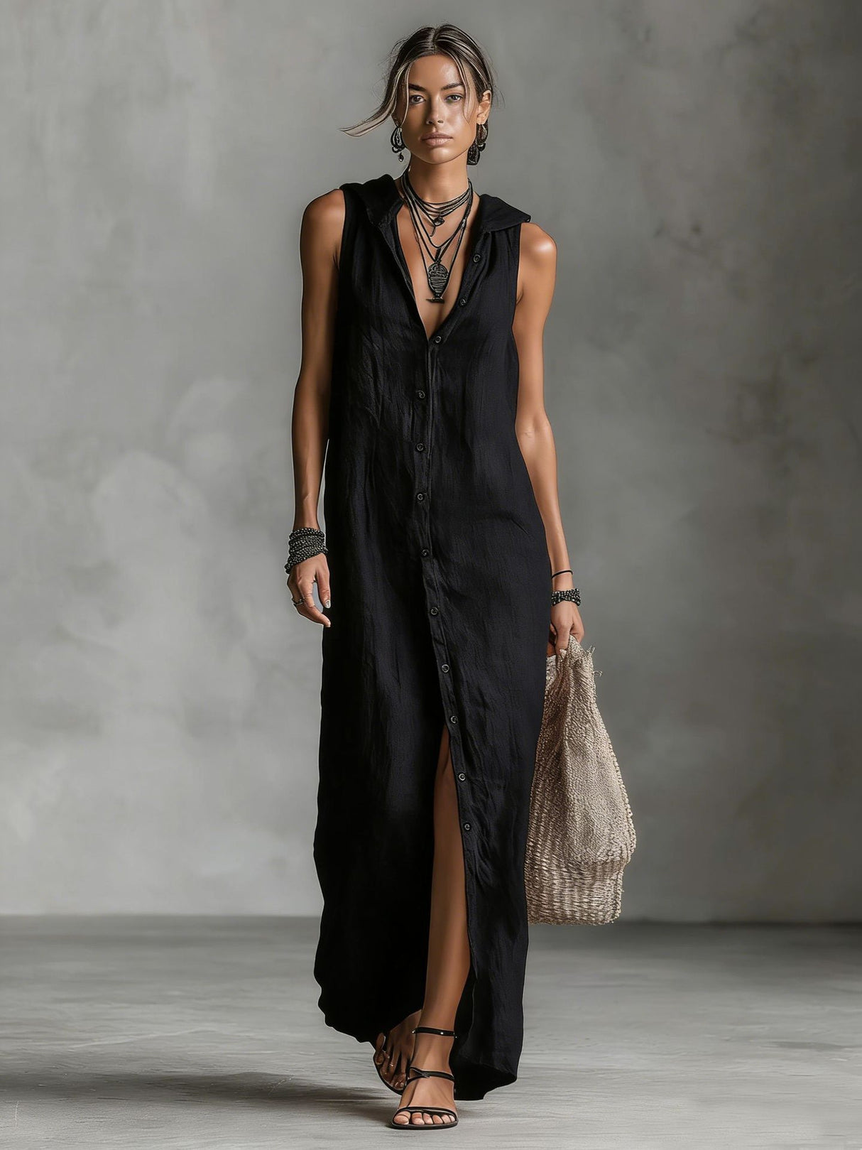 Patchwork Solid Color Long Dress