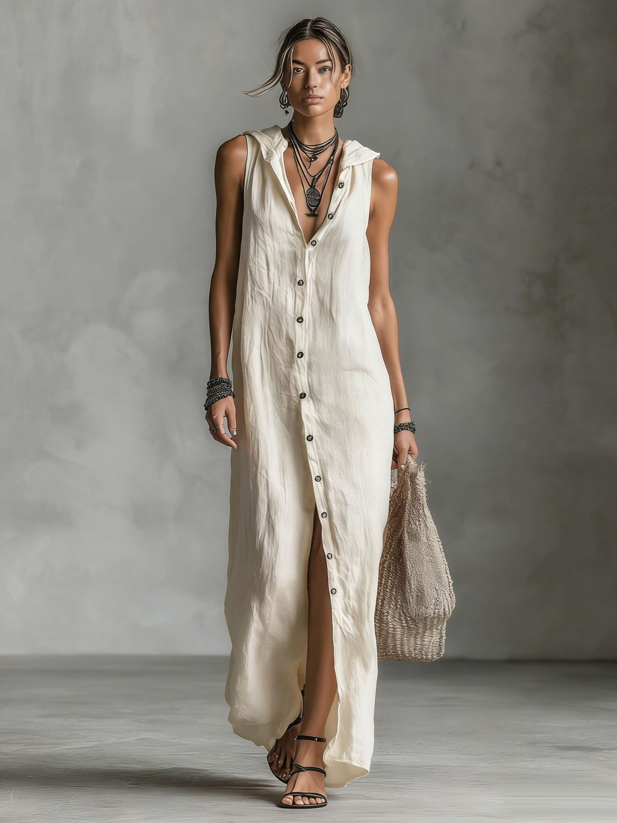 Patchwork Solid Color Long Dress