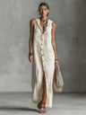 Patchwork Solid Color Long Dress