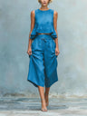 Pleated Solid Color Two-piece Set