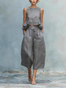 Pleated Solid Color Two-piece Set