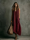 Loose-fitting, Flattering Solid Color Dress