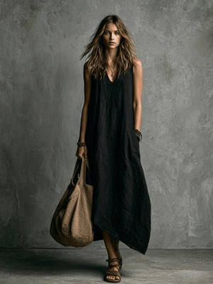 Loose-fitting, Flattering Solid Color Dress