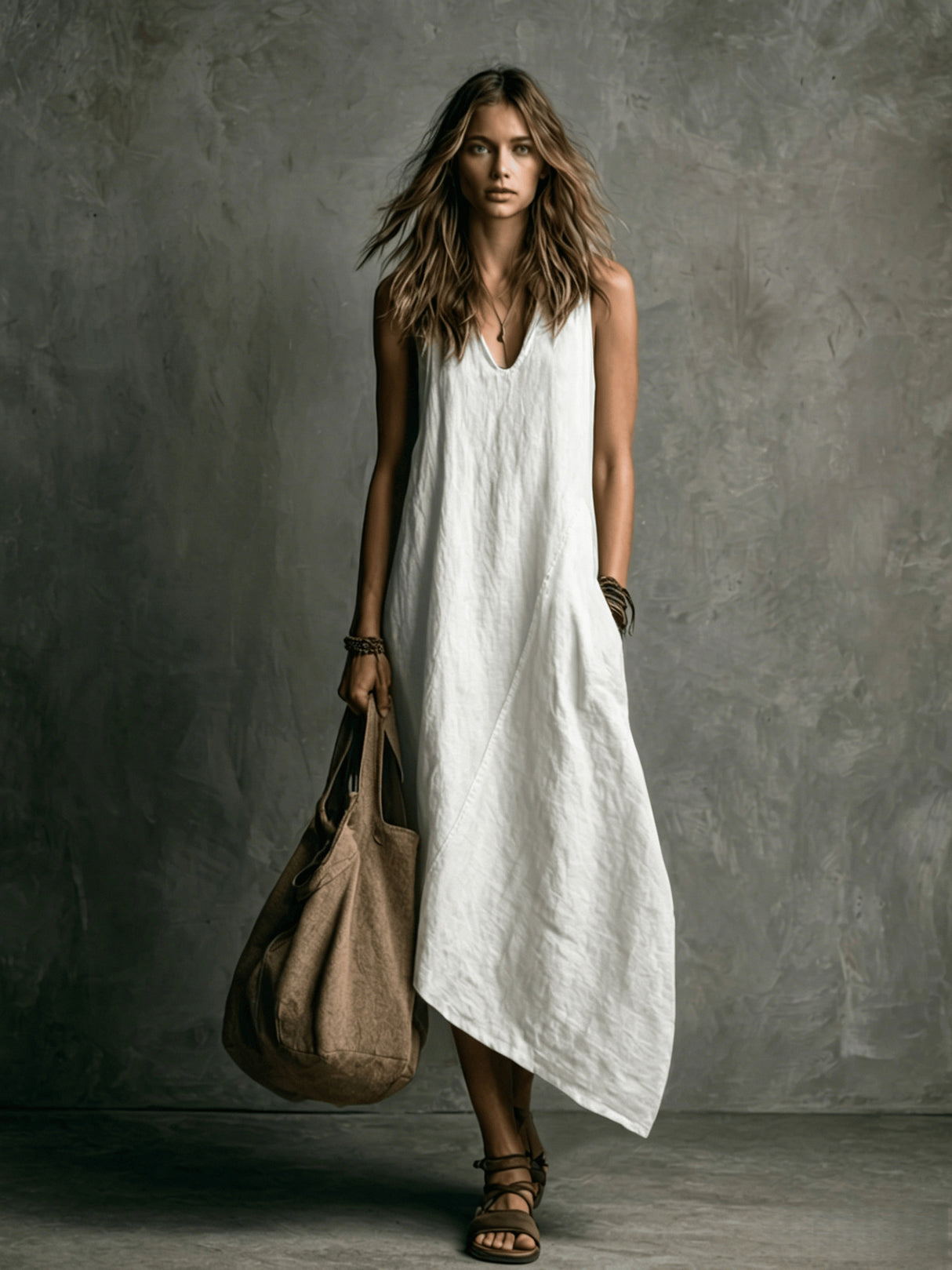 Loose-fitting, Flattering Solid Color Dress