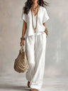 Solid Color Wide-leg Pants Two-piece Set With Irregular Hem