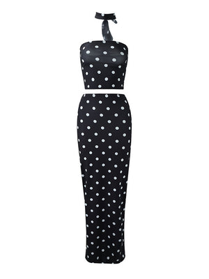 Polka Dot Crop Top Two-piece Set