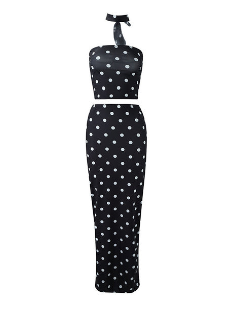 Polka Dot Crop Top Two-piece Set