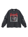 Halloween Dark Aesthetics Fake Two-piece Splicing Digital Direct Printing Long-sleeved T-shirt