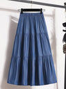 Women's Pleated Solid Color Midi Skirt