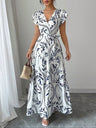 Waist-cinching Printed Midi Dress