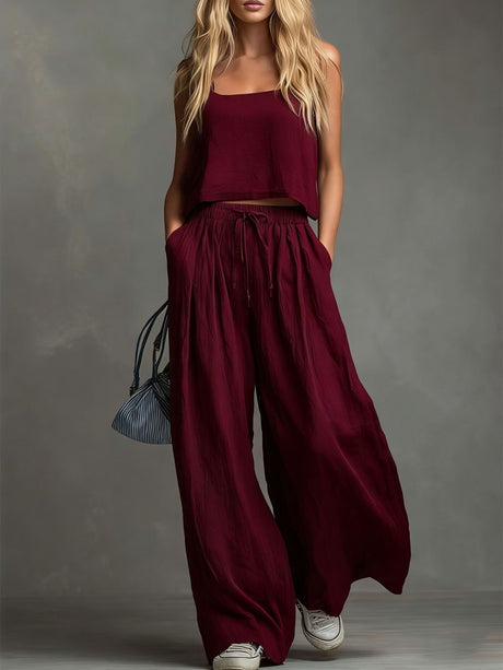 Women's Patchwork Solid Color Two-piece Set