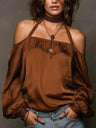 Solid Color Off-shoulder Solid Color Chiffon Blouse