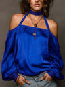 Solid Color Off-shoulder Solid Color Chiffon Blouse