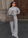 Pullover sweatshirt Gray straight-leg trousers two-piece suit