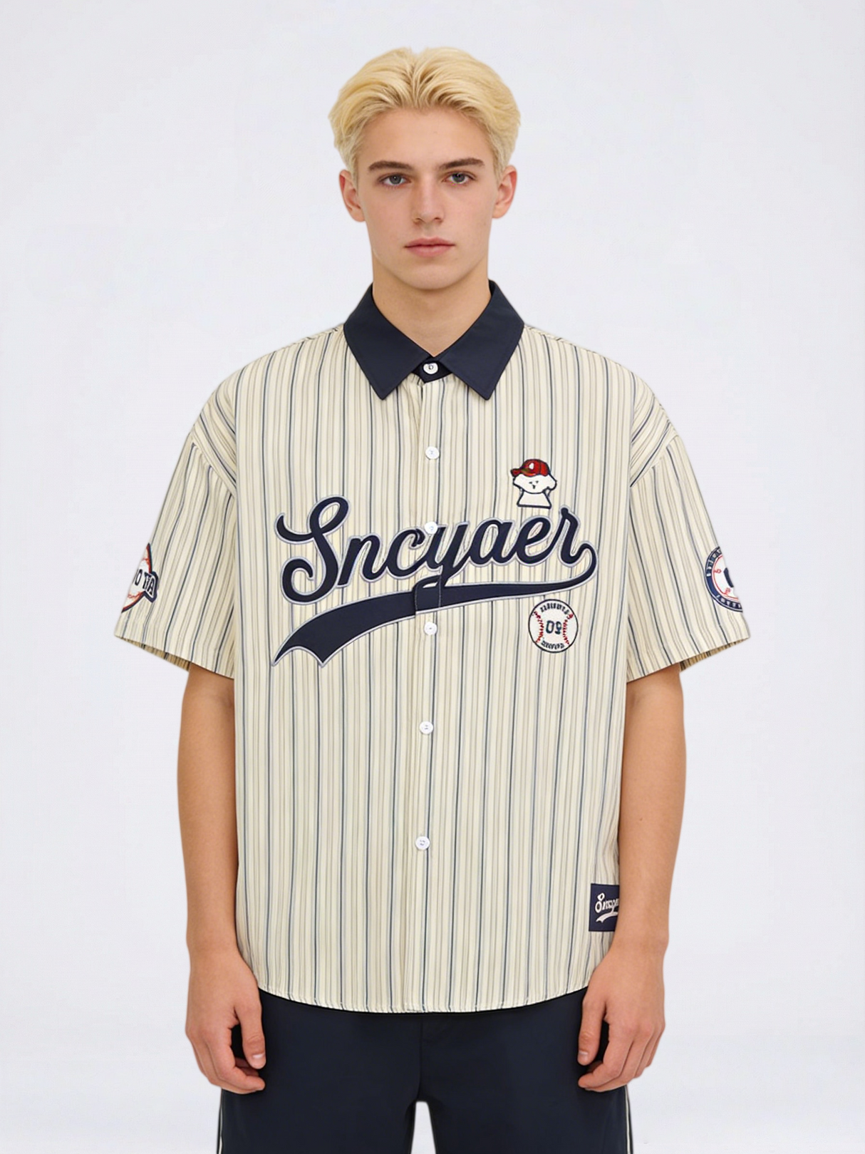 Stripes Patchwork Dog Pattern Shirts