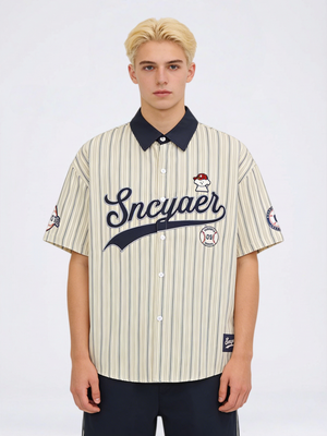 Stripes Patchwork Dog Pattern Shirts