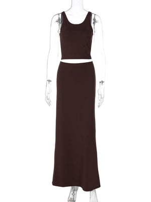 Liber Summer Women's Navel Solid Color 2-piece Sets