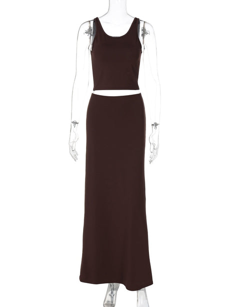 Liber Summer Women's Navel Solid Color 2-piece Sets