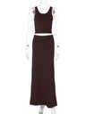 Liber Summer Women's Navel Solid Color 2-piece Sets
