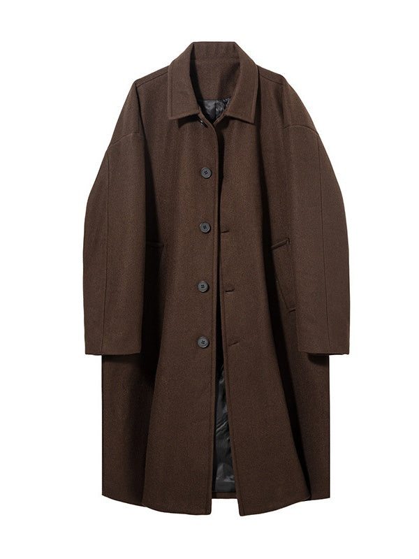 Black Brown Mid-length Lapel Coats