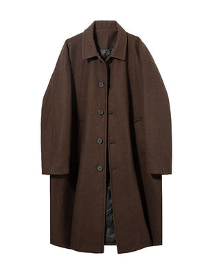 Black Brown Mid-length Lapel Coats