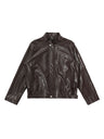 Retro Old Money Style Brown Cleanfit Silhouette Stand Collar Leather Jacket