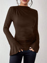 Bell Sleeves Stand-up Collar Long-sleeved T-shirt