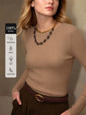 100% Wool Seamless Herringbone Knit Top