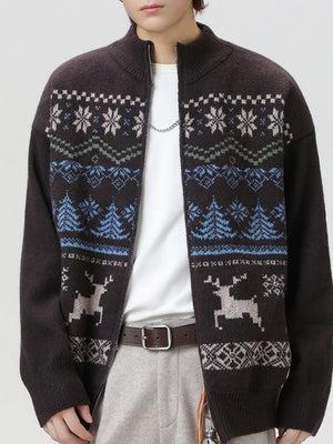 Christmas Jacquard Fair Isle Retro Ethnic Cardigan Sweater