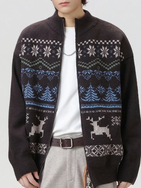 Christmas Jacquard Fair Isle Retro Ethnic Cardigan Sweater