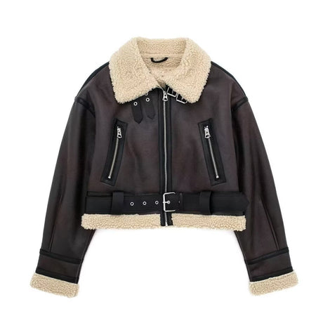 Leather Panelled Fur Pocket Jacket