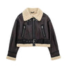 Leather Panelled Fur Pocket Jacket
